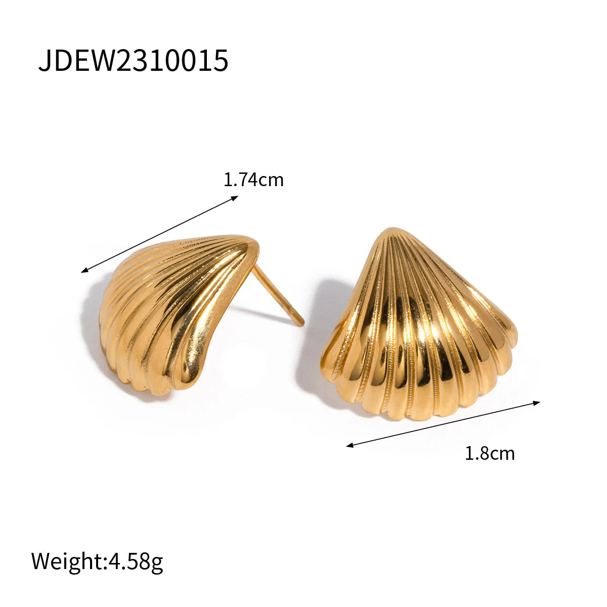New Arrival Summer Design Stainless Steel 18K Gold Earring Textured Shell Starfish Stud Earrings Set