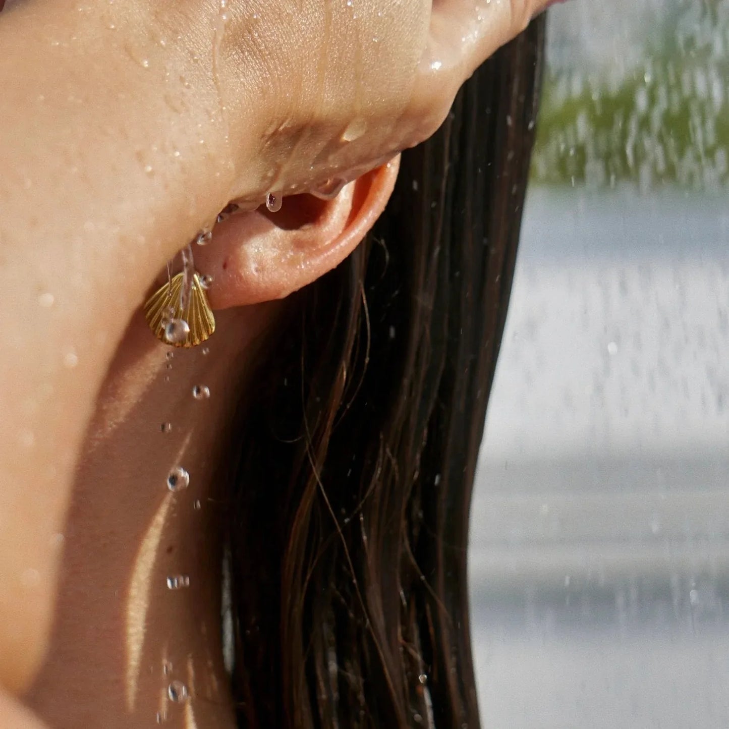 New Arrival Summer Design Stainless Steel 18K Gold Earring Textured Shell Starfish Stud Earrings Set