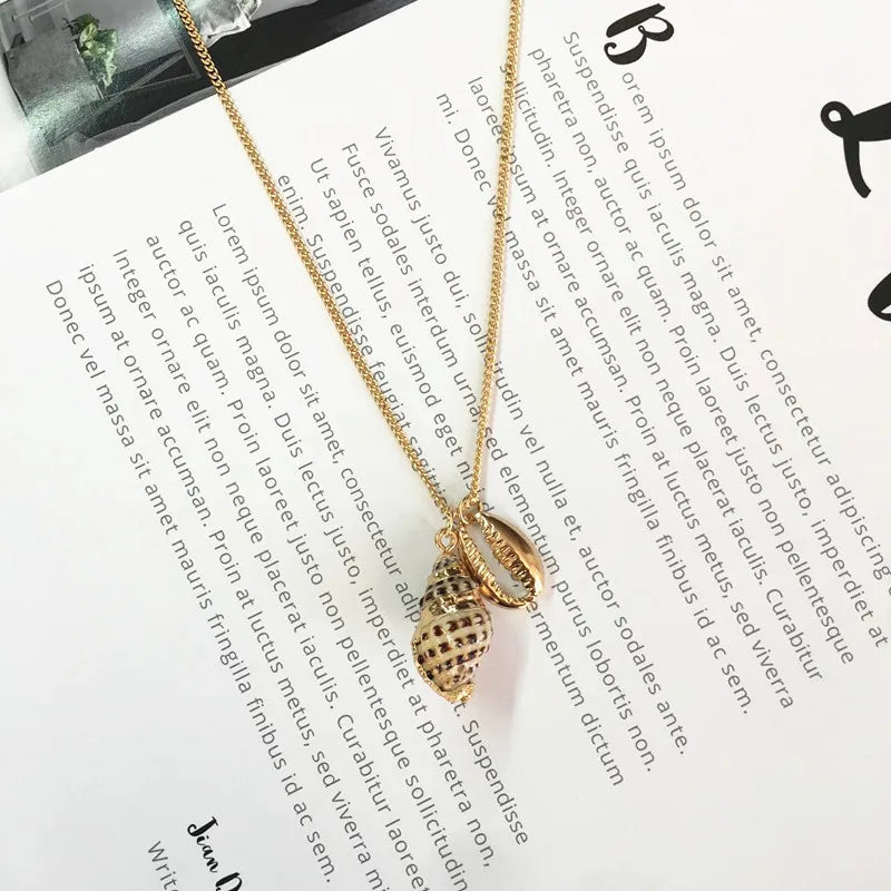 New Design Beach Charm Bohemian Necklace Jewelry Multilayer Gold Chain Conch Shells Starfish Necklace for Women