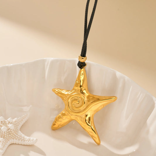 MYNECK Factory's Premium 18K Gold Plated Stainless Steel Starfish Pendant Necklace Fashionable Jewelry for Christian Graduation