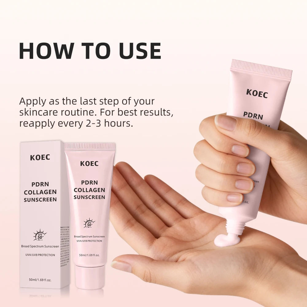Collagen Liquid Sunscreen SPF50 PA++++ Hydrating Facial Moisturizer with Broad Spectrum UVA/UVB Protection