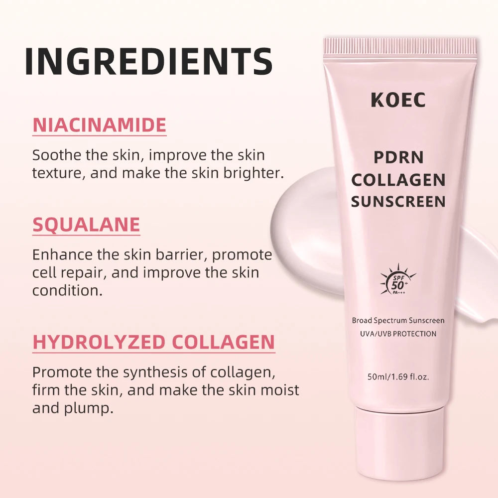 Collagen Liquid Sunscreen SPF50 PA++++ Hydrating Facial Moisturizer with Broad Spectrum UVA/UVB Protection