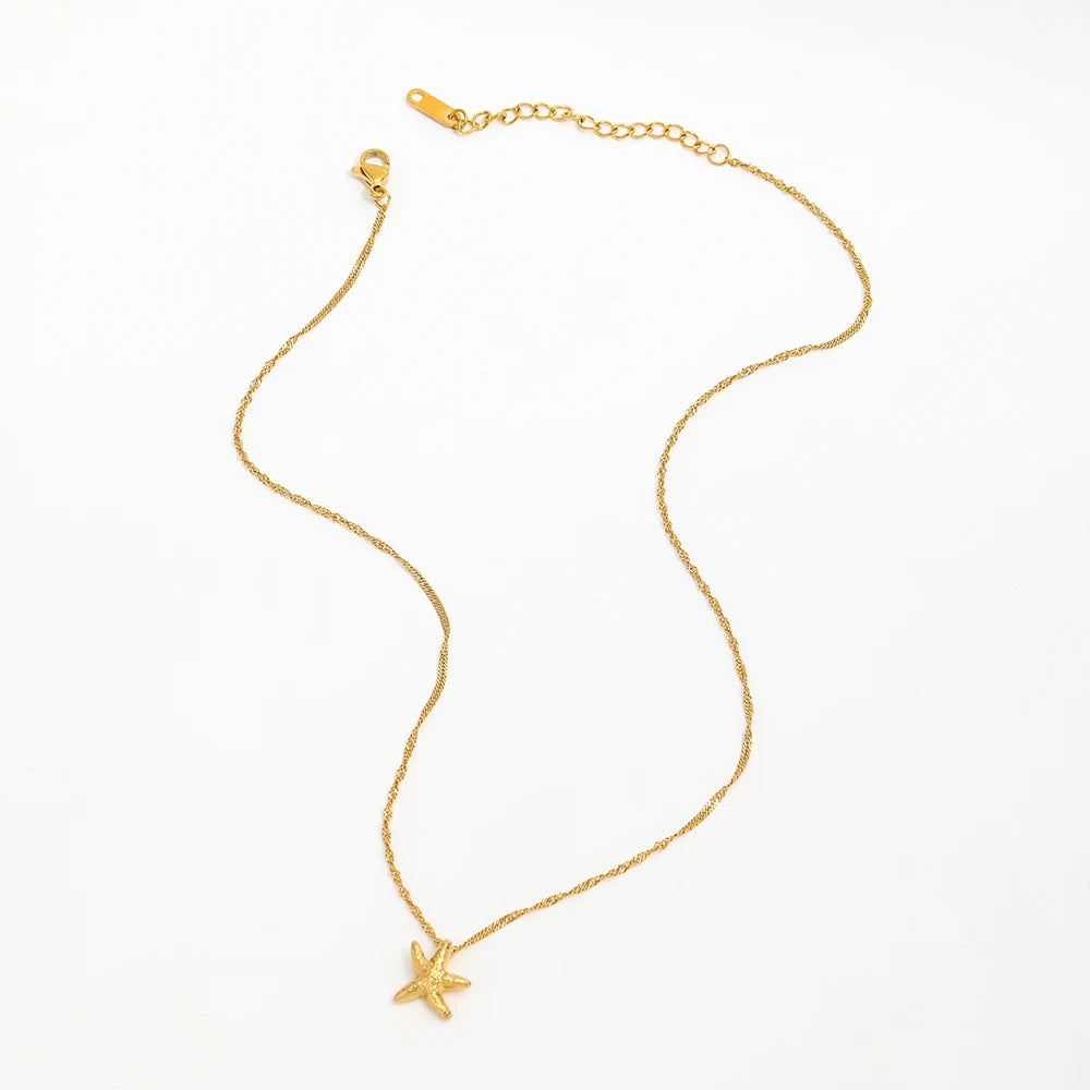 Joolim Jewelry 18K Gold Plated Small Starfish Pendant Necklace Stainless Steel Necklace Tarnish Free Jewelry Wholesale