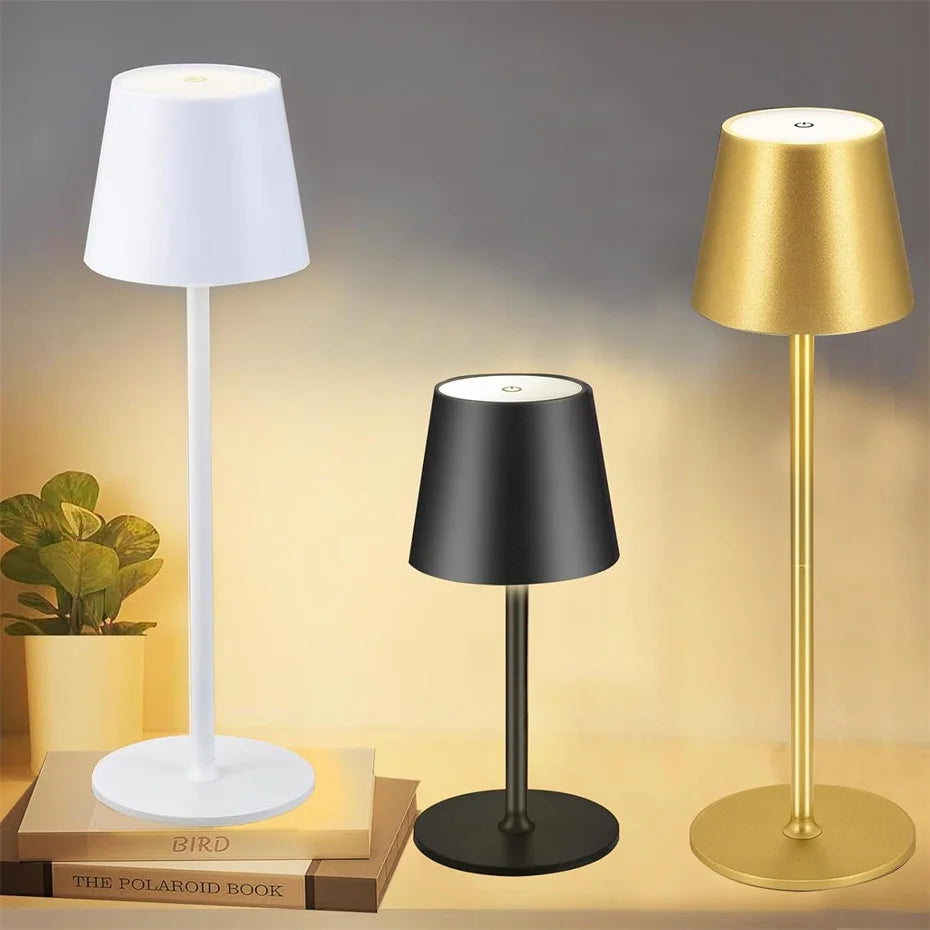 LED Desk Lamp Touch Switch Table Lights Rechargeable 3 Colors Dimmable For Bedroom Living Room Bar Dinner Reading Lighting