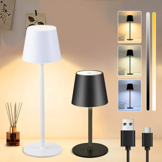 LED Desk Lamp Touch Switch Table Lights Rechargeable 3 Colors Dimmable For Bedroom Living Room Bar Dinner Reading Lighting
