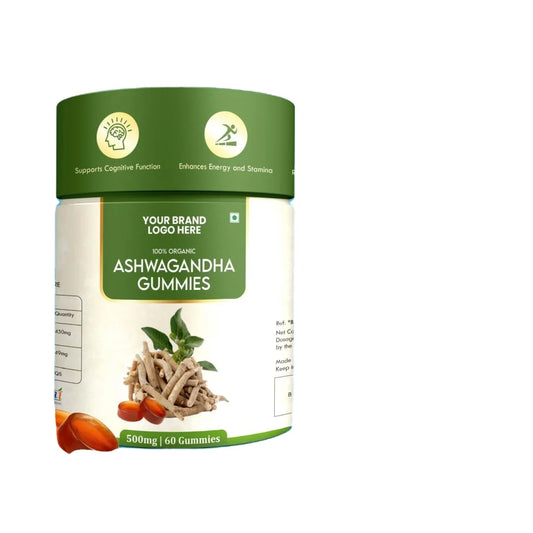 60 Pack Ashwagandha Gummies Cold Pressed Herbal Extract Health Food Grade Bottle Packaging Stress Relief Energy Boost Overall